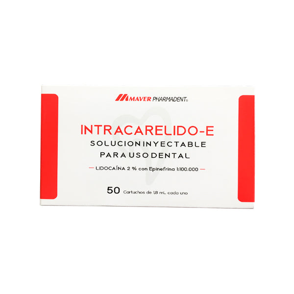 Anestesia Intracarelido Lidocaína 2% Epi 1:100000 en tubo plástico