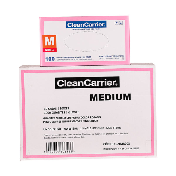 Guantes de Nitrilo Rosados Clean Carrier