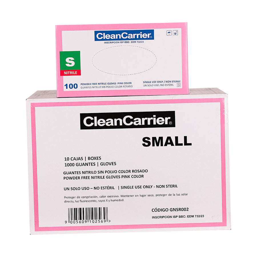Guantes de Nitrilo Rosados Clean Carrier