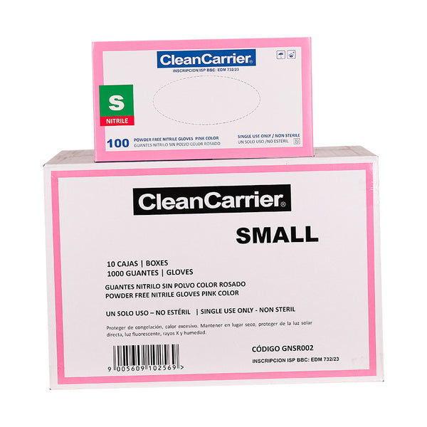 Guantes de Nitrilo Rosados Clean Carrier