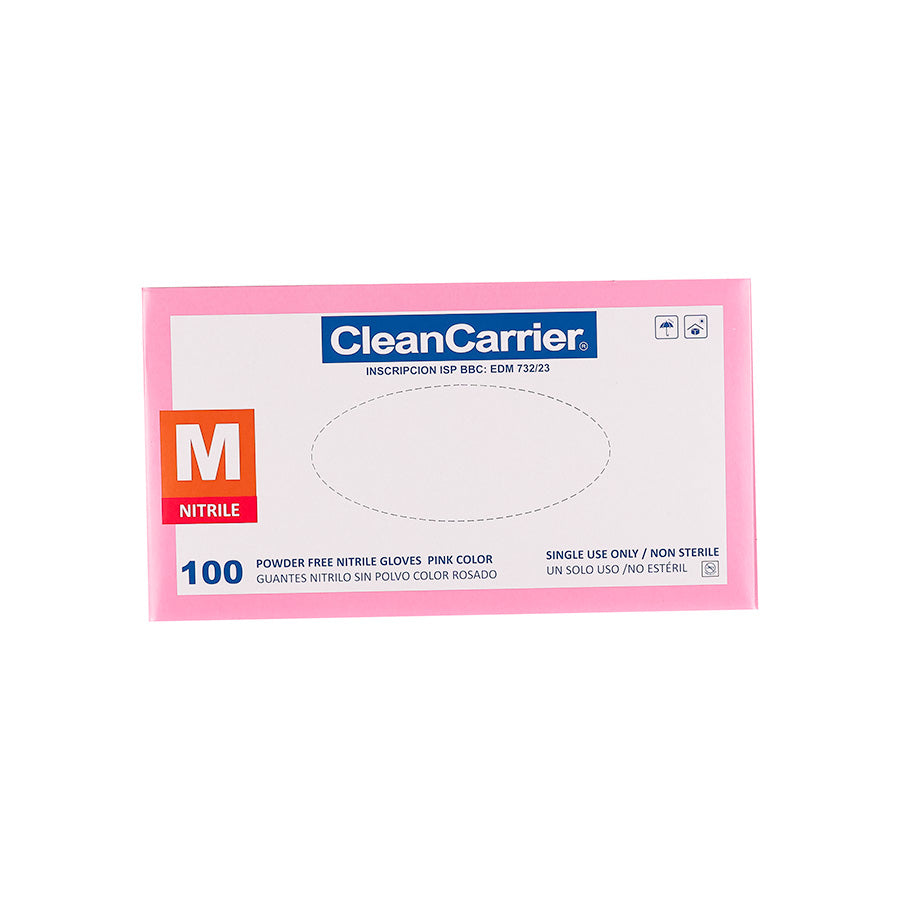 Guantes de Nitrilo Rosados Clean Carrier