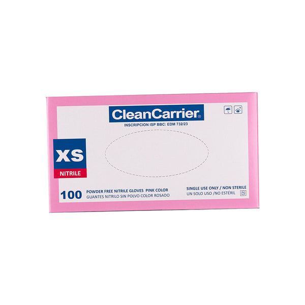 Guantes de Nitrilo Rosados Clean Carrier