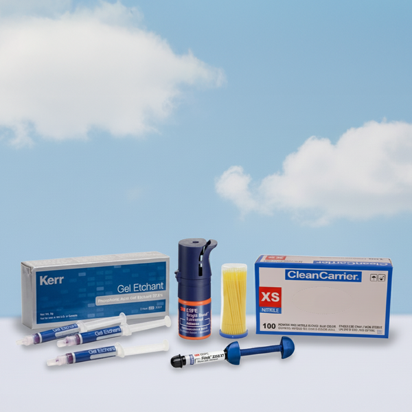 Kit Restauración incluye: 3M Adhesivo Single Bond Universal 3ml + 3M Resina Filtek Z350 XT Restaurador Universal + Acido Ortofosfórico GEL ETCHANT 37.5% 3x3gr. + Microbrush Fino